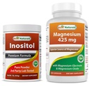 Bedste Naturals Inositol Pulver 1 Lb & Magnesium Glycinat 425 mg