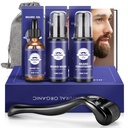 Beard Gavesæt - Olie, Vask, Conditioner, Ruller (Needle Længde: 0,25 mm) til skæg, opbevaring taske, Mustache Gaver sæt til kæreste Mand Fædre far Mænd Ham