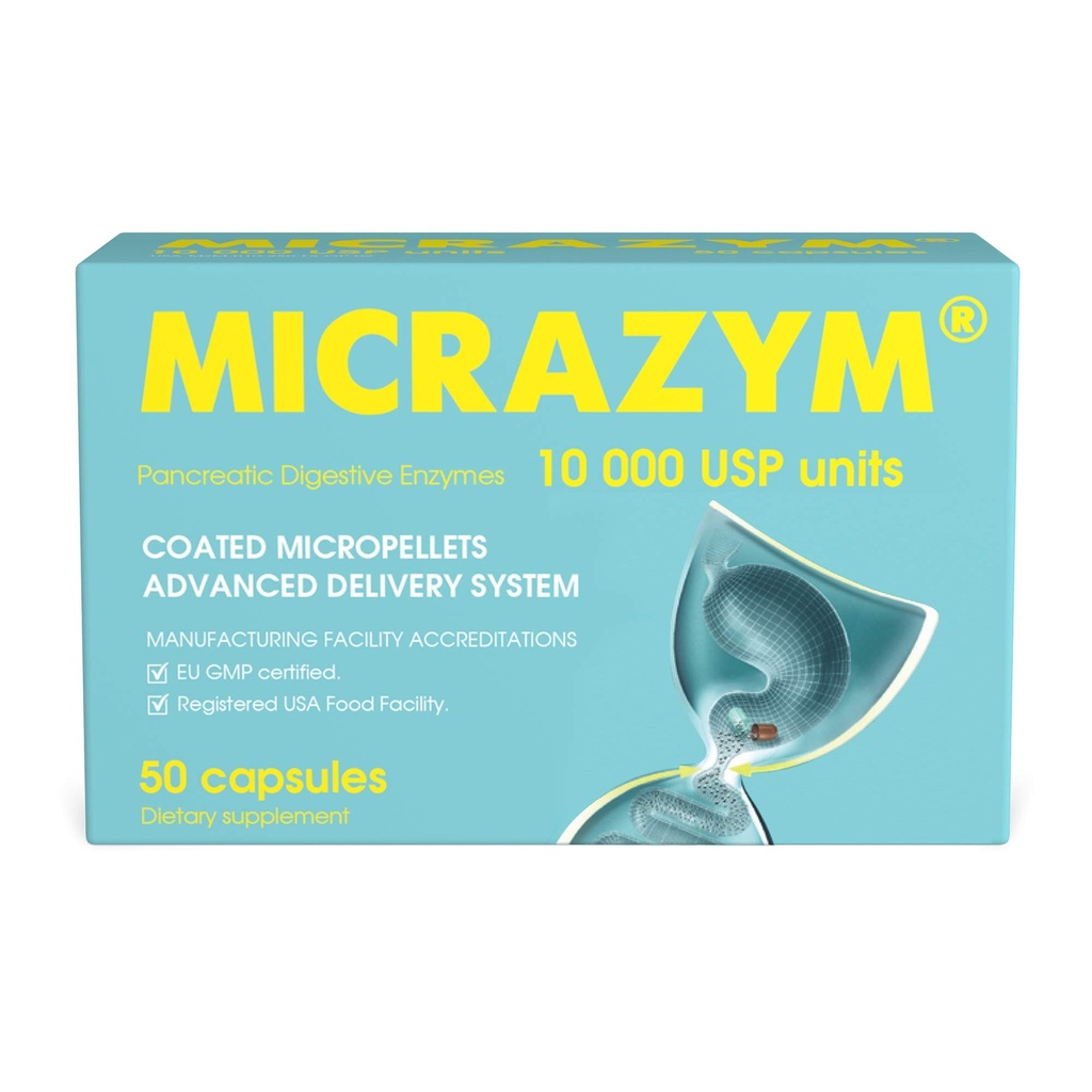 AVVA Pharmа Pancreatic Enzymes - 10.000 USP Effektive Pancreatic Enzyme Kosttilskud - fordøjelsesenzymer - 50 Fast- Fungerende kapsler med Amylase, Lipase og Protease