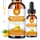Magnesium Glycinate Liquid Drops med Citrate & Taurate - Cognition, Muscle & Focus, Liquid Magnesium Complex Supplement med vitamin D3, GABA, L- theanin, Ananas Navor - 1 Fl Oz (2 Pack)