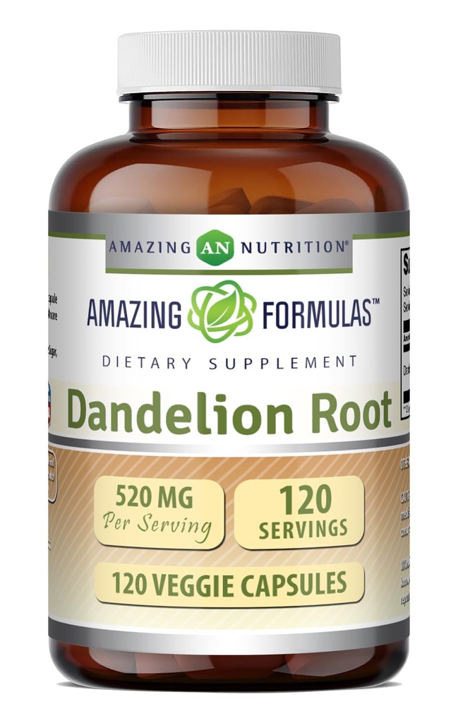 Amazing Formulas Mælkebøtte Root (Taraxacum Officinale) Supplements124; 520 Mg Per Serving Medic124; 120 Veggie Kapsler Medic124; Non- GMO Medic124; Gluten- Free Medicinale 124; Lavet i USA