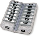 AM / PM Bi- Folding Pill Organizer + Supplement sag for OTC medicin, reception + vitaminer - 14 mærket Monday- Slide Lock Pouches, Grey Travel Pill sag