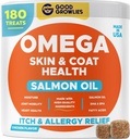 Omega 3 Alaska Fish Oil Treats for Hunde (180 Ct) - Tør & Itchy Skin + Allergi - Shiny Coats - EPA & DHA Fedtsyrer - Natural Salmon Oil Chews - kylling Tyrkiet