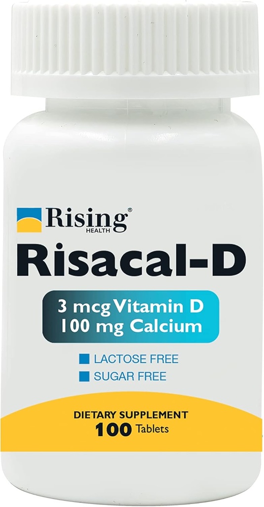 Stigende sundhed - Risacal- D - D3- vitamin & kalciumtilskud - 100 Tabletter