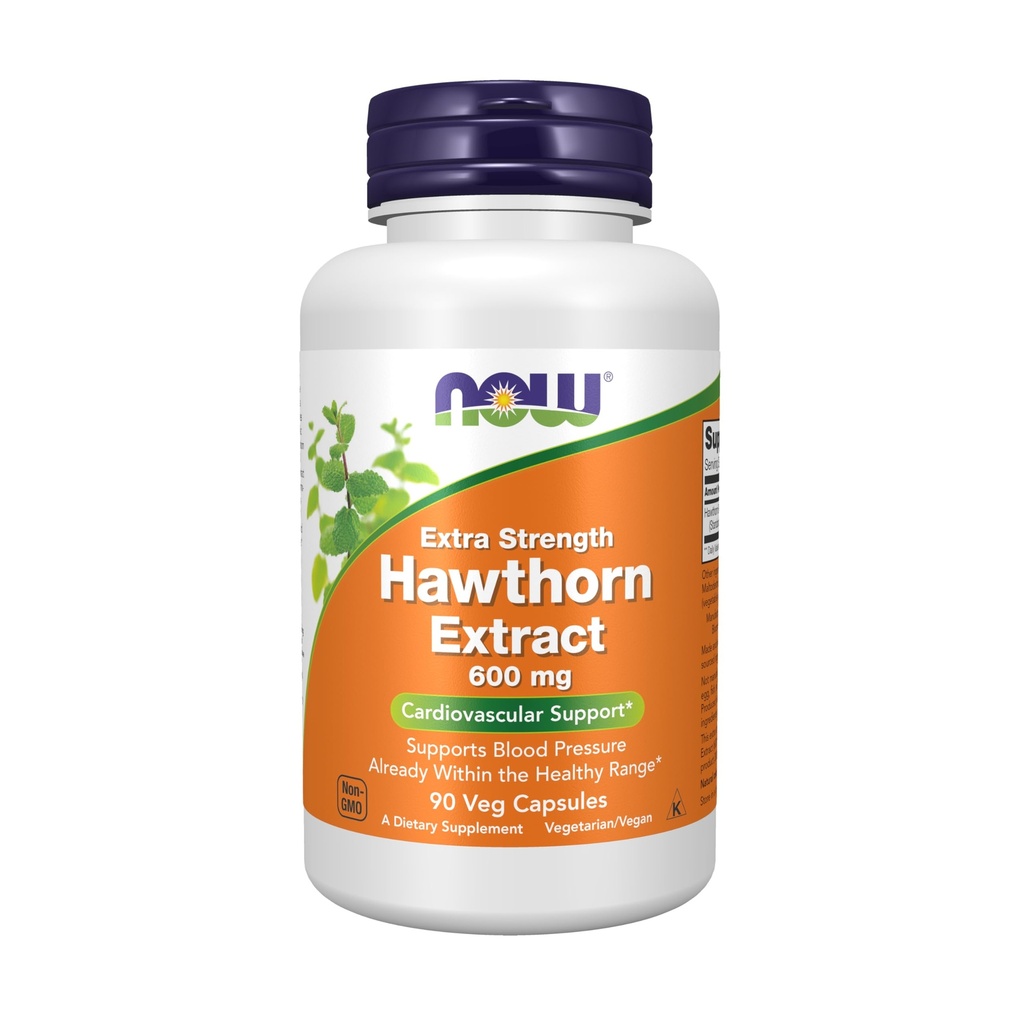 Now Foods Supplements, Hawthorn Extract 600 mg, Extra Strength, Cardiovaskulær Support *, 90 Veg Kapsler