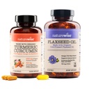 NatureWise Curcumin Gurkemeje 2250mg & Flaxseed Oil 1200mg Omega 3 6 9 Softgel til fælles, hjerte & immunforsvar [1 & 2 Måned Supply]