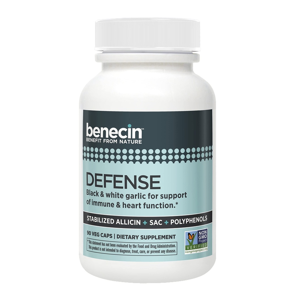 Benecin Defense 1500 mcg stabiliseret Allicin per Capsule Note 124; Plus høje mængder af SAC & polyphenoler fra sort hvidløg