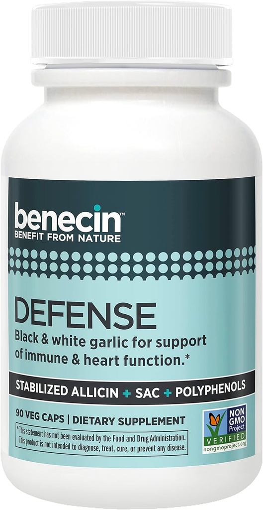 Benecin Defense 1500 mcg stabiliseret Allicin per Capsule Note 124; Plus høje mængder af SAC & polyphenoler fra sort hvidløg