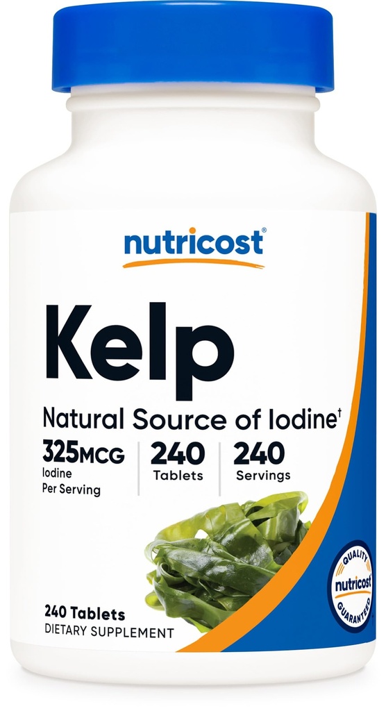Nutricost Kelp Tablets, 325mcg af jod, 240 Tablets - Non- GMO, Gluten Free