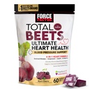 FORCE FACTOR Total Beets Ultimate Heart Health Chews for Blood Pressure Support, med Beetroot Powder, CoQ10, B Vitamin & Drueseed Extract for Blood Flow & Energy, Black Cherry, 60 Soft Chews