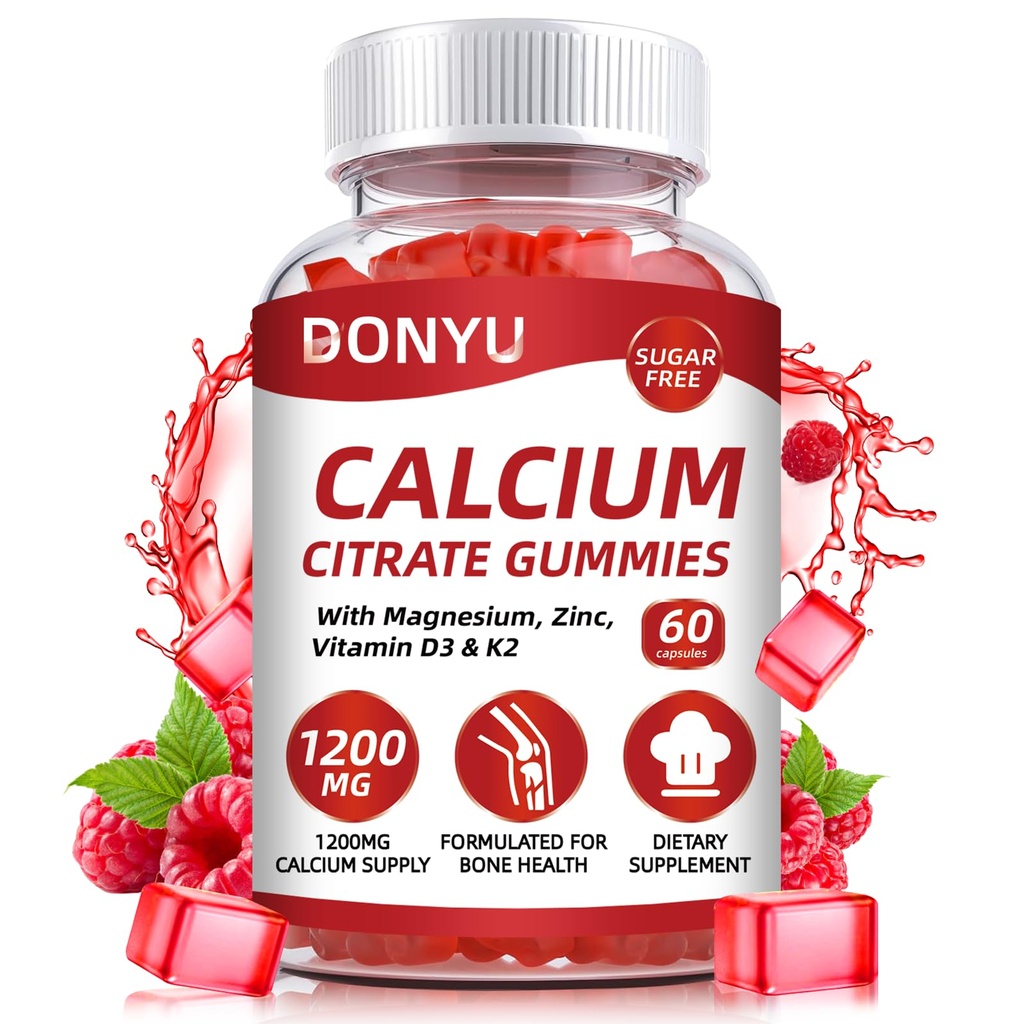 Calcium citrat 1200mg gummies with Vitamin D3: with Calcium Magnesium Zink Vitamin D3 K2 for ben Muscle Immun- Ultimate Absorption Calciumsupplement for kvinder og mænd, sukkerfri