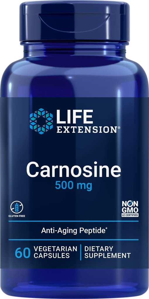 Life Extension Carnosin, sund aldring, Motion Inddrivelse, Glutenfri, Non- GMO, Vegetar, 60 Kapsler