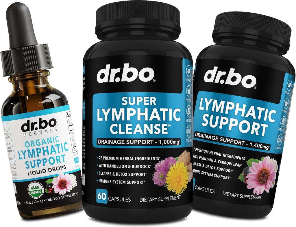 Lymporial Drainage Supplements Pills & Drops - Organic Lymporial Support Liquid Drops Cleanse Kapsler med Echinacea, Ingefær, Mælkebøtte, Rød Root Supplement Lymph Node Detox Cleanse System Drainage