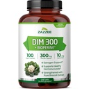 Zazzee DIM 300 mg Per kapsel, 100 Greve, Plus 10 mg BioPerine, Østrogen Balance, Hormonal Acne, Menopause Support, Hormonal Balance, Diindolylmethan, Vegan, All- Natural, Non- GMO, Made in USA