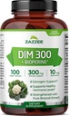 Zazzee DIM 300 mg Per kapsel, 100 Greve, Plus 10 mg BioPerine, Østrogen Balance, Hormonal Acne, Menopause Support, Hormonal Balance, Diindolylmethan, Vegan, All- Natural, Non- GMO, Made in USA