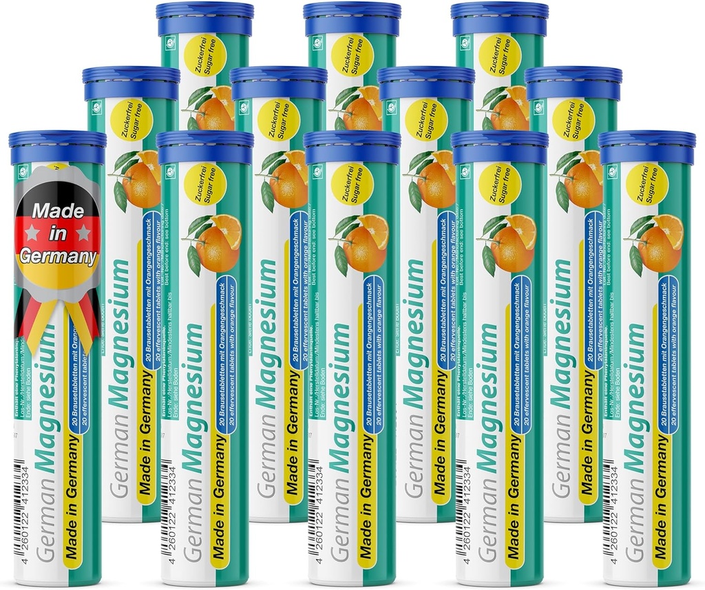 T & D Tysk Magnesium Oxide Supplement- 124; Effervescent Tablets - 124; Orange Flavor - 200 mg Magnesium per Serving - 124; Sugar Free, Vegan Pharma - Made in Germany