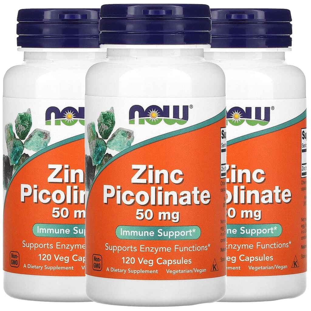 Now Foods Now Foods Zink Picolinate, 50 mg, 120 Veg Capsules, 3 Pack