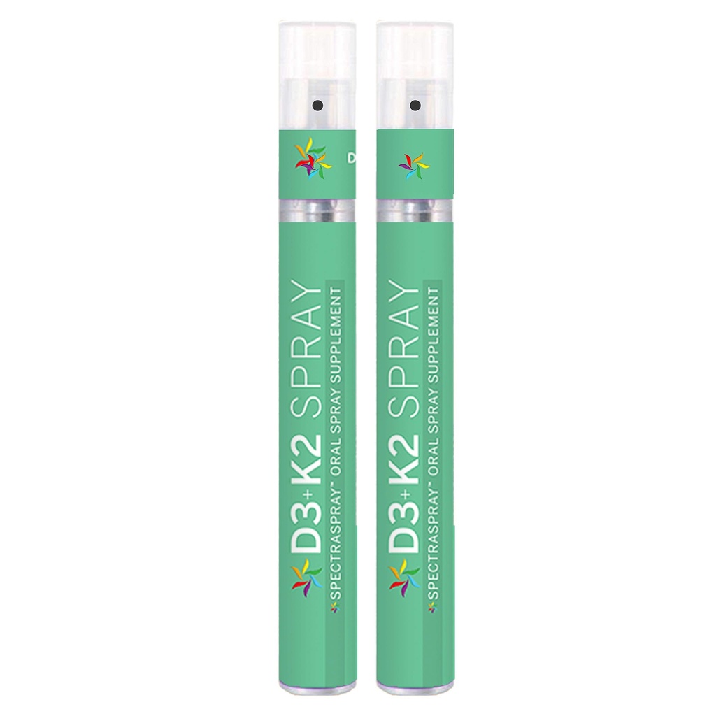 Spectraspone D3 + K2 Spray 2 Pack - MenaQ- 7 K2 Oral Vitamin sund livsstil Support, 60 dages forsyning i alt