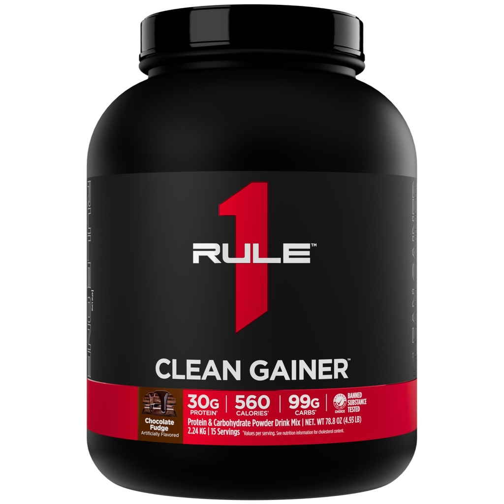 Regel 1 Clean Gainer - High- Protein Lean Gain Formel med 560 kalorier, 30g Full- Spectrum Protein, Over 90g Carbs, Under 6g af fedt (15 Servere, Chokolade Fudge)