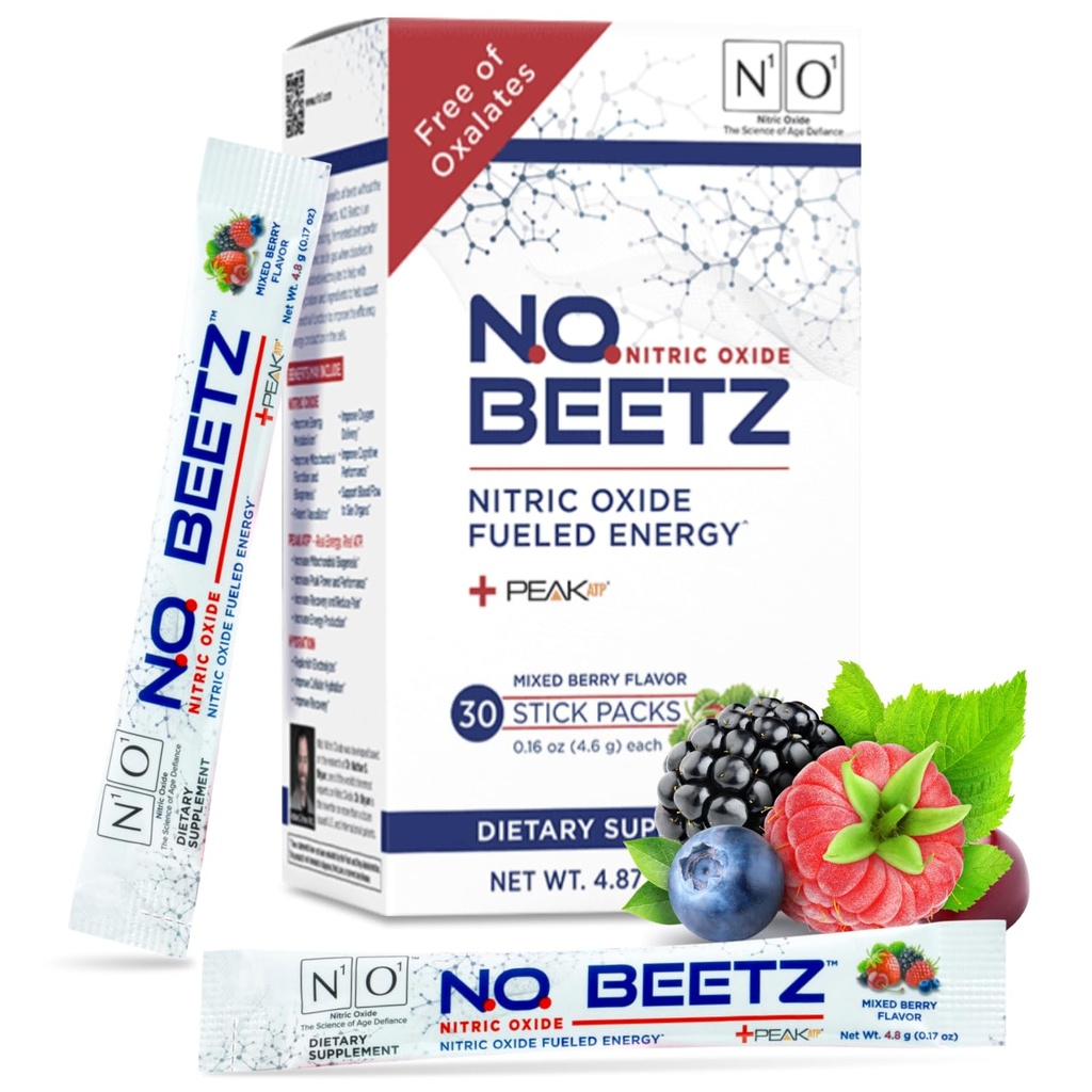 N.O. Beetz nitrogenoxid tillæg for præ-workout & Endurance Budding 124; Beetroot, Peak ATP & Electrolytes for Energy & Hydration Budding 124; øger blodgennemstrømning & Muscle Recovery