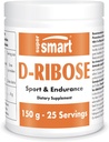Supersmart - D- Ribose Powder (Natural Sugar) 6gm per dag - ATP Syntese & Production - Universal Fuel for Energy - 124; Non- GMO & Gluten Free - 150 g