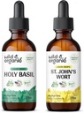 Wild & Organic Holy Basil Tincture 2 fl oz & St Johns Wort Tincture 2 fl oz