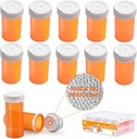 Pill Bottle with Desiccant Cap, Medicine Bottle, Pill Bottles Empty with Caps, Empty Pill Bottles (6 Dram, 12 Pack)