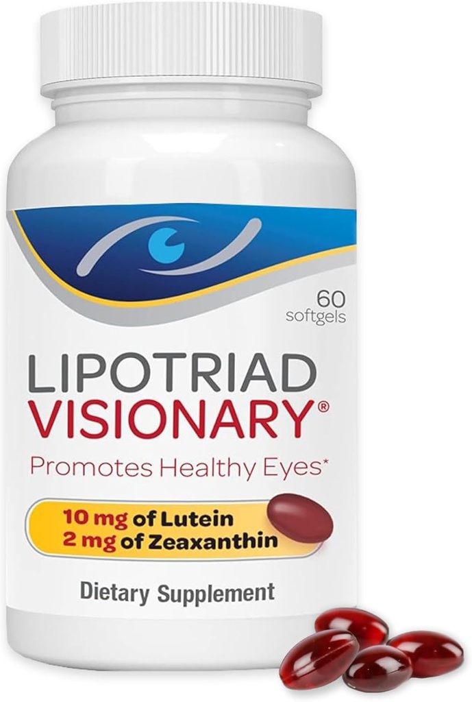Lipotriad Visionary Eye Vitamin - 60 kapsler - Lutein og Zeaxanthin Kosttilskud med andre AREDS 2 ® Ingredienser til at understøtte Eye sundhed