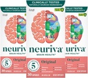 NEURIVA Original Brain Supplement for Memory, Focus & Concentration + Learning & Nøjagtighed med klinisk testet Nootropics Phosphatidylserin og Neurofaktor, Koffein Free, 30 Kapsler (3 Pack)