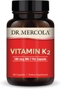 Dr. Mercola Vitamin K2- 180 mcg Vitamin K2 som MK- 7 - Understøtter sund arteriel funktion & hjerte sundhed - Non- GMO, Gluten- Free & Dairy- Free - 90 kapsler (90 Servere)