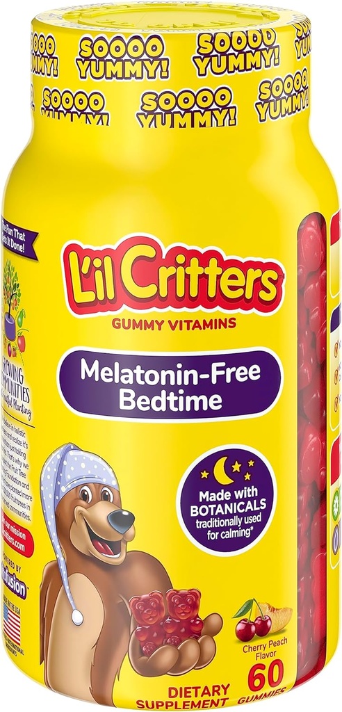 L 'il Critters Melatonin-fri sengetid Kosttilskud til børn, 60 gummies