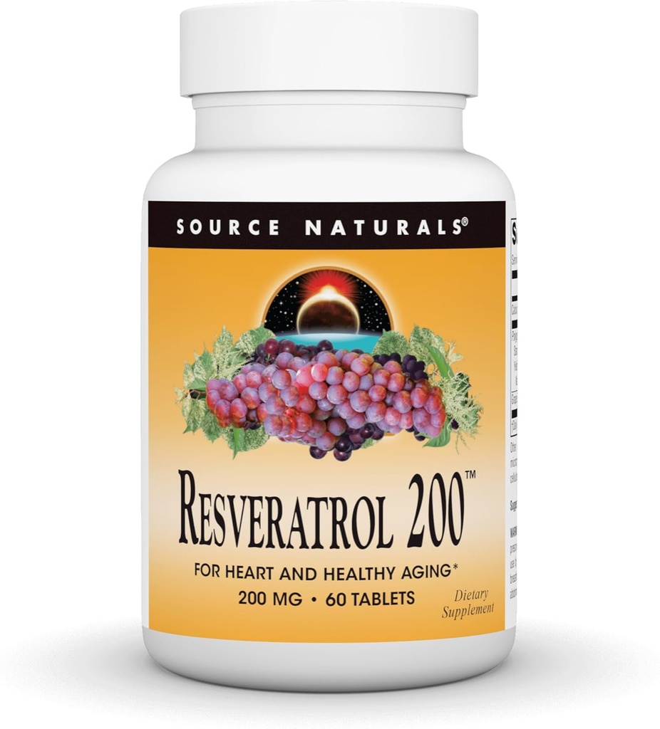 Source Naturals Resveratrol, for Heart and Sund Aging * 200 mg - 60 tabletter