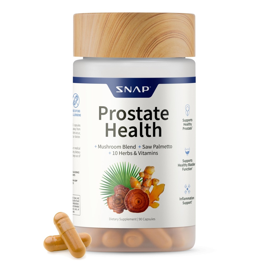 Snap Kosttilskud Prostata Health Supplement - Understøtter Mand Urinary Tract Sundhed, 90 Vegetariske Kapsler (30 Servere, 1 måned Tilgang)