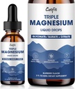 Magnesium Glycinat Flydende dråber med Taurat & Citrat, Magnesiumtillæg for søvn, rolig & afslapning, med kalium & Omega-3, høj Absorptionsformel, blåbær flavor, 2 Fl Oz