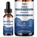 Magnesium Glycinat Flydende dråber med Taurat & Citrat, Magnesiumtillæg for søvn, rolig & afslapning, med kalium & Omega-3, høj Absorptionsformel, blåbær flavor, 2 Fl Oz