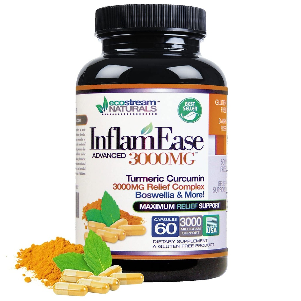 Inflammeease, dag eller nat brug - Gluten- Free, 60 Vegetariske kapsler (Packaging May Vary)