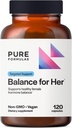 PureFormulas Balance for Her - Hormon Balance for Kvinder - DIM, Black Cohosh, Calcium D- glucarat, EGCg Green Tea Extract & Chaste Tree Supplement for Mood Support & Østrogen Metabolisme -120 Kapsler