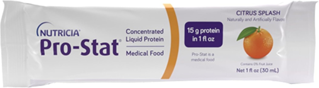 Nutricia Pro- Stat Sugar Free Citrus Splash - 1 oz Packets, Pack of 96 - High- Protein, Ready- to- Drink Medical Food for Wown Care, Muskeltab, og fejlernæring forvaltning