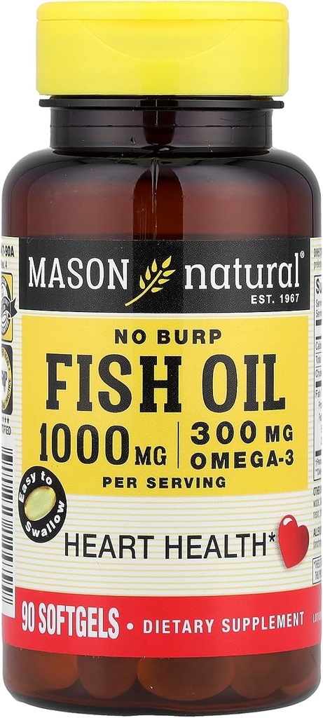 Fiskeolie 1000 Mg Ingen Burp Softgel, Af Mason Vitaminer - 90 Ea