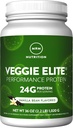 MRM Nutrition Veggie Elite Performance Protein124; Vanilla Bean Flavored • 124; Plantbaseret Protein124; Let at Digest • 124; med BCAAs • 124; Vegan + Gluten- Free • 124; Klinisk Testede • 124; fordøjelsesenzymer • 124; 30 Servering