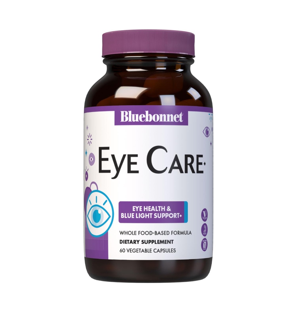 Bluebonnet Nutrition Eye Care Macular & Blue, Eye Health & Blue Light Support *, Vegan, Kosher- Certified, Gluten- Free, Dairy- Free, 60 Vegetabilske kapsler, 30 Servere