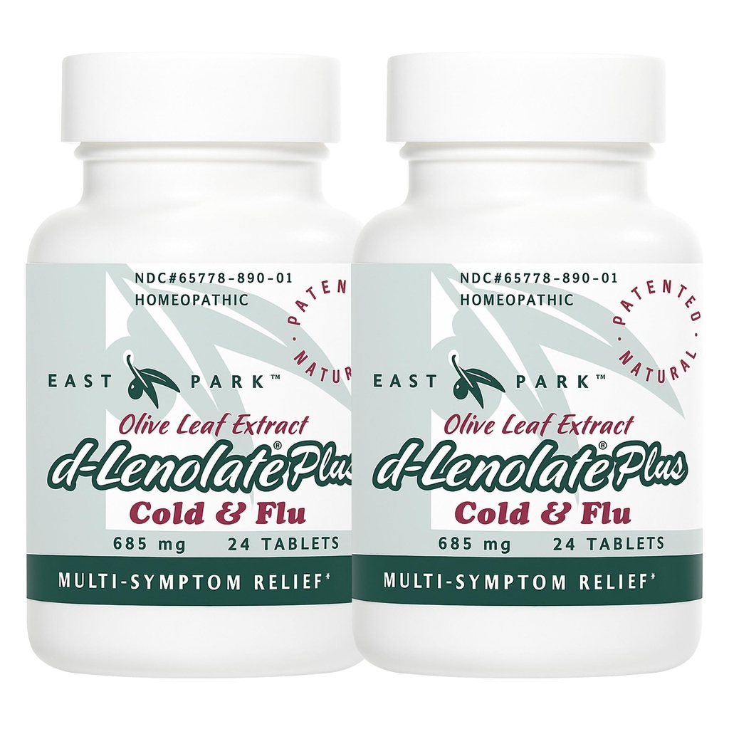 EAST PARK d- Lenolate Plus Cold & Flu Homøopatisk Remedy for voksne & Kids Note 124; Immunsystemet Booster med Olive Leaf Extract, Neem Leaf Extract & Echinacea