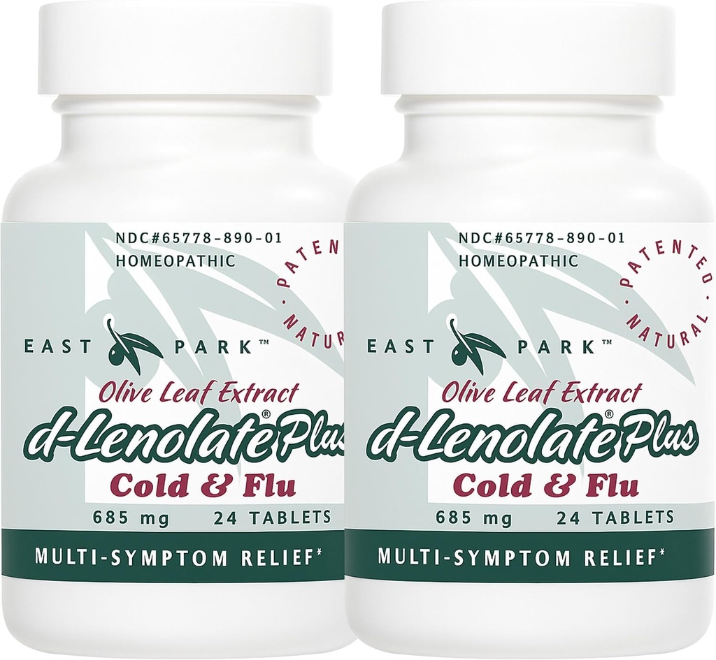 EAST PARK d- Lenolate Plus Cold & Flu Homøopatisk Remedy for voksne & Kids Note 124; Immunsystemet Booster med Olive Leaf Extract, Neem Leaf Extract & Echinacea