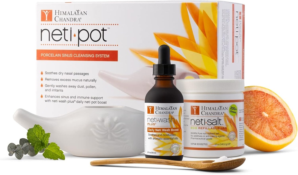Himalayan Chandra Neti Pot Komplet Sinus Cleansing System Starter Kit