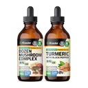 Dozen Mushroom Tinktur 4 Fl. Oz. & Gurkemeje Tinktur 4 Fl. Oz.