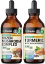 Dozen Mushroom Tinktur 4 Fl. Oz. & Gurkemeje Tinktur 4 Fl. Oz.