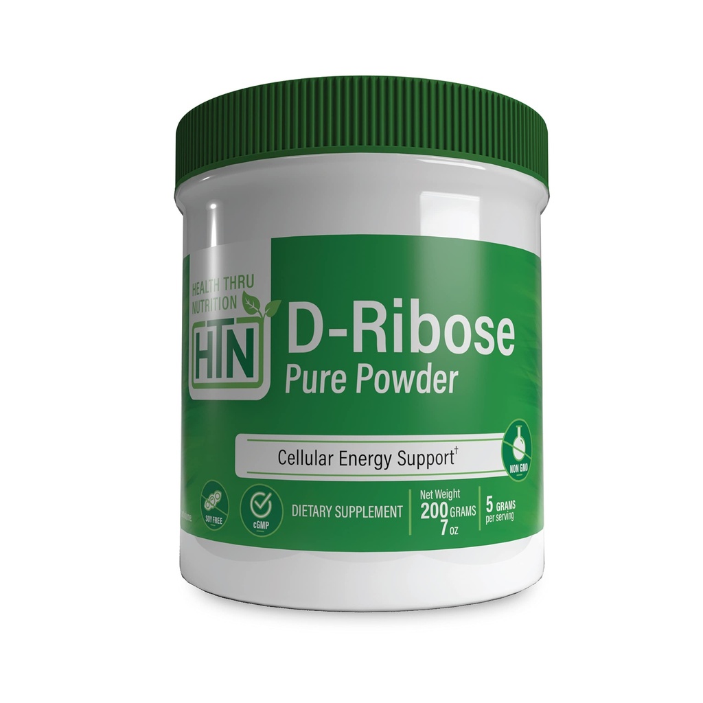 Health Thru Nutrition D- Ribose Pure Powder 200 Grams Note 124; 5 Grams Per Servering Note 124; Cellulær energistøtte Note 124; Non- GMO Ribose Kosttilskud (200g 7 oz)