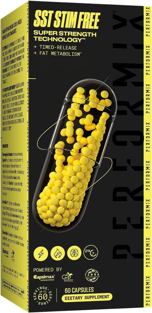 PERFORMIX SST Stim Free Super Strength Technology - Non- Stimulant, Tids- Udgivet Energy Booster - L- Carnitin & Ashwagandha - Pre Workout Supplement, Fitness Mål for mænd og kvinder - 60 Kapsler