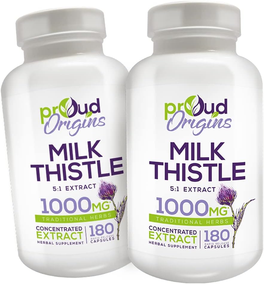 1000mg Milk Thistle Hjælper Opretholde sund lever funktion, Optimer sundhed, hurtig frigivelse, Gluten Free Supplements - 6-måneders levering (2 Pack)