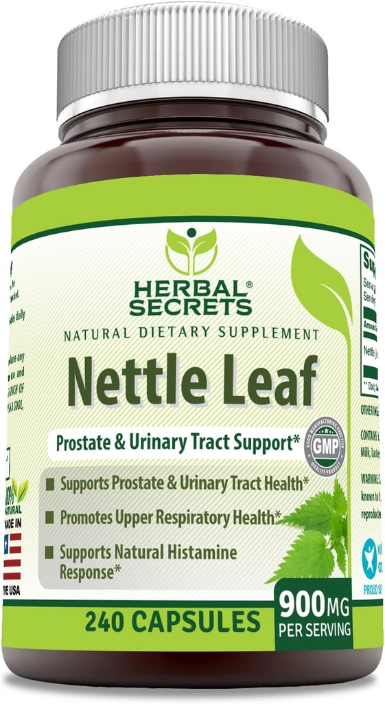 Urtehemmeligheder Nettle Leaf 900 Mg Per Serving 240 Kapsler supplement - Understøtter urinveje og prostata -Understøtter øvre luftvejssygdomme